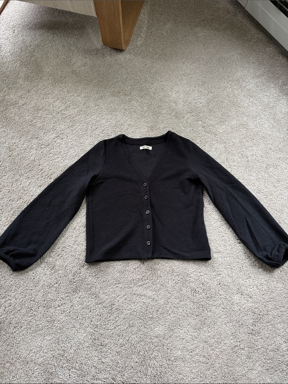 Madewell Black V-Neck Button Cardigan